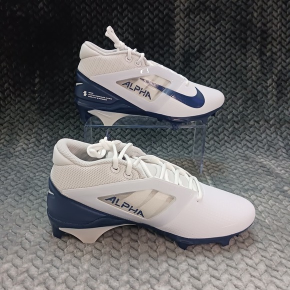 Nike Alpha Menace 4 Pro Mens White Navy Blue Football Cleats  display picture 3